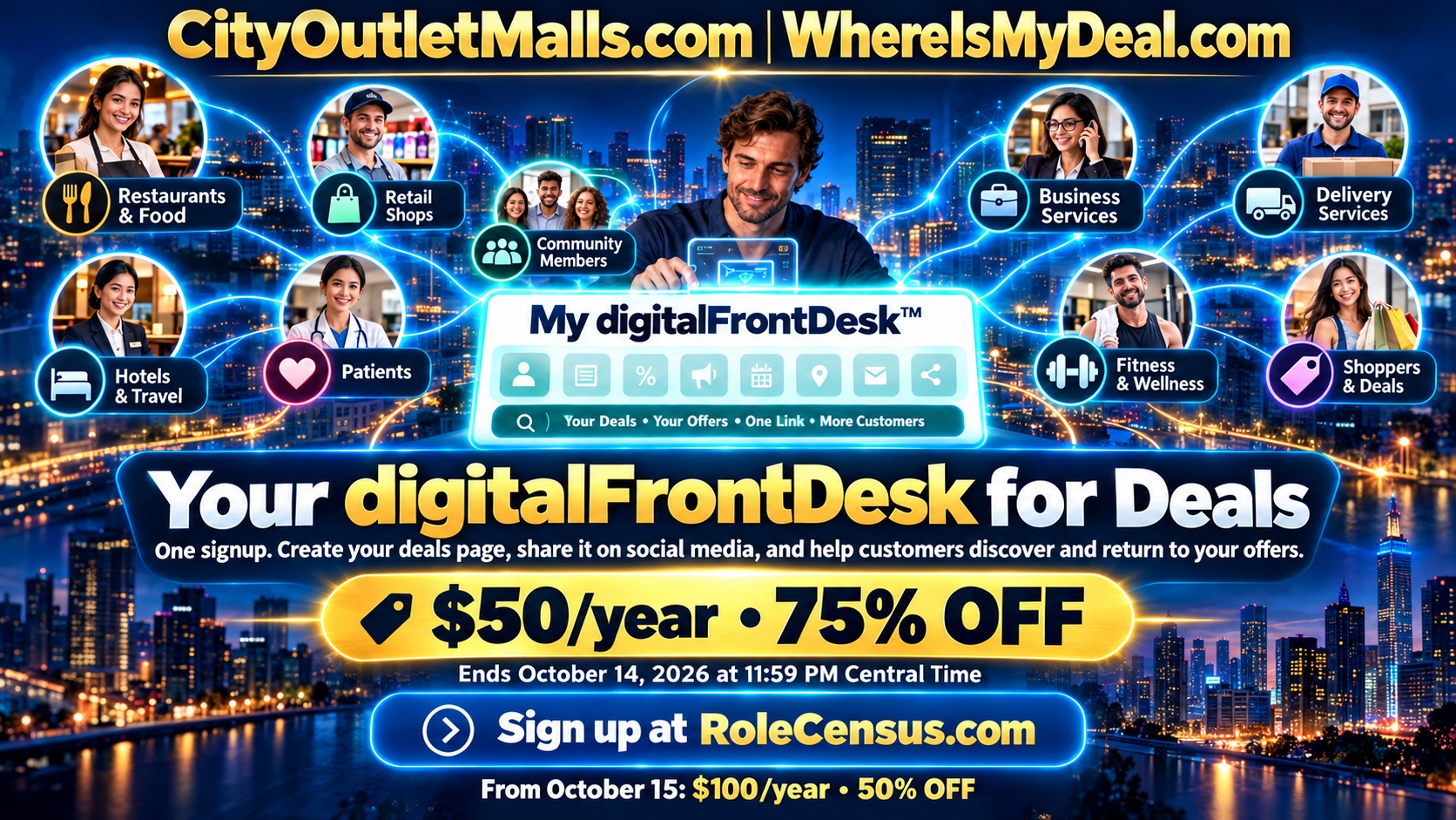 Best Offer for Your Digital Front Door (CityOutletMalls.com) and Digital Deal Door (WhereIsMyDeal.com) Ends Tonight!